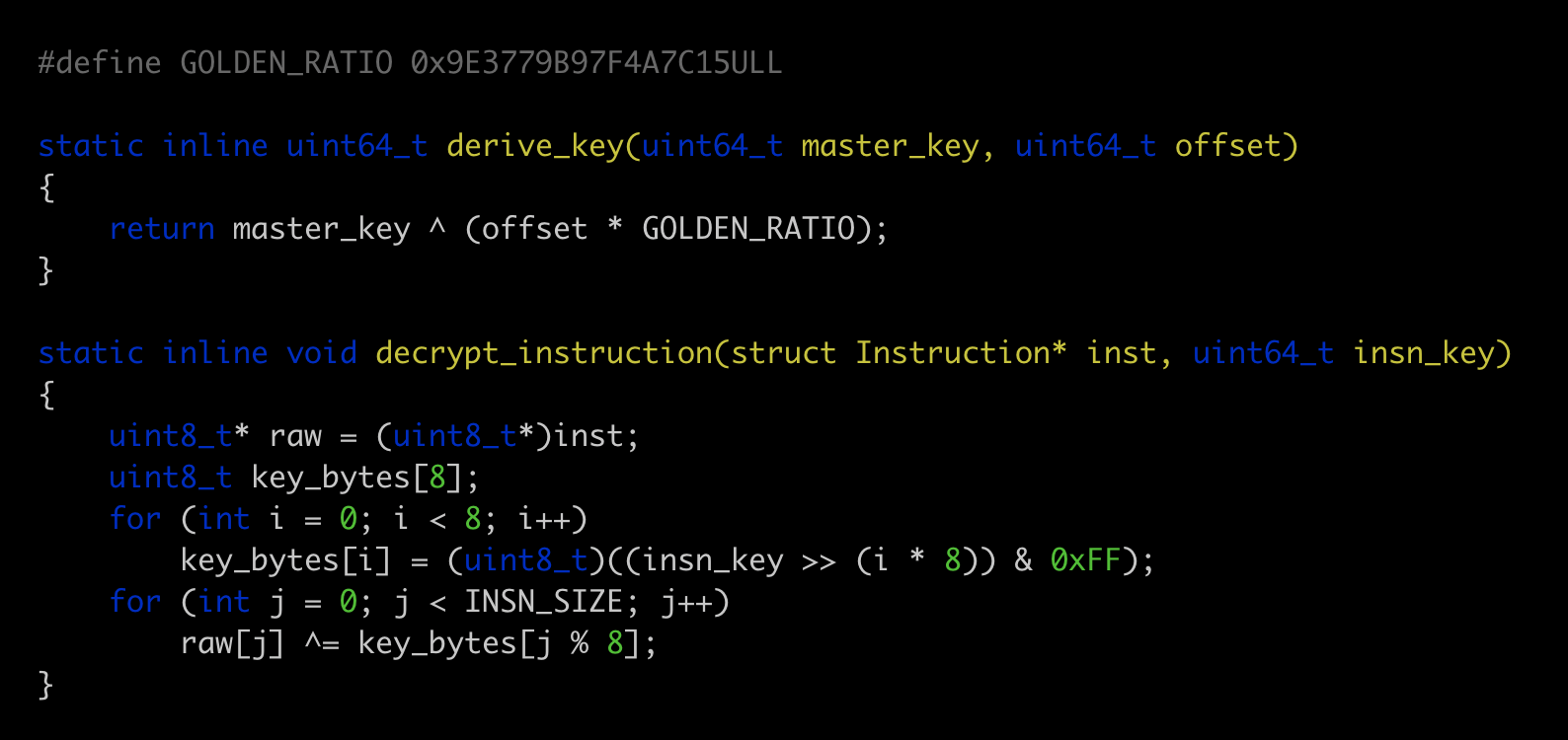 Per-build opcode randomization produces a unique ISA mapping for every generated binary