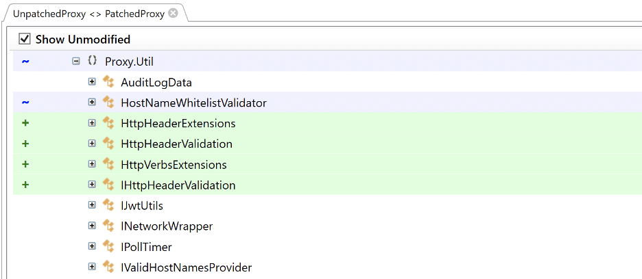 We observed several classes with names related to header validation that Qlik's developers added to the patched version of the Proxy service