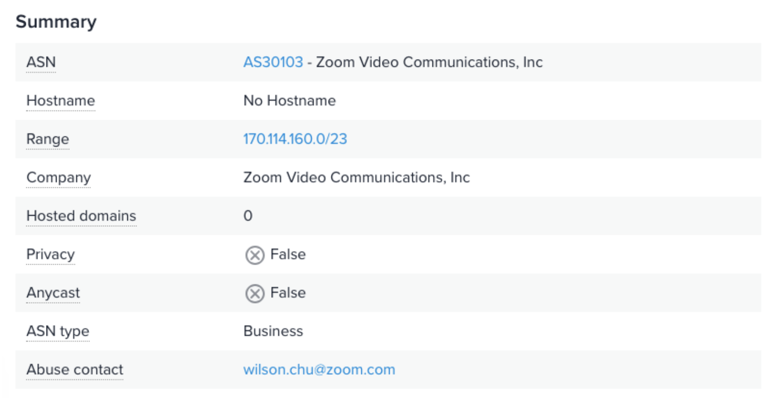 We observed that MMR servers were hosted in ASNs owned by Zoom Video Communications