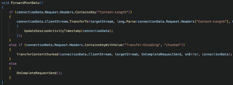 An initial review of the proxy source code indicated that the proxy service leveraged the Content-Length header first before the Transfer-Encoding header which differs from the stated behavior in the HTTP specification